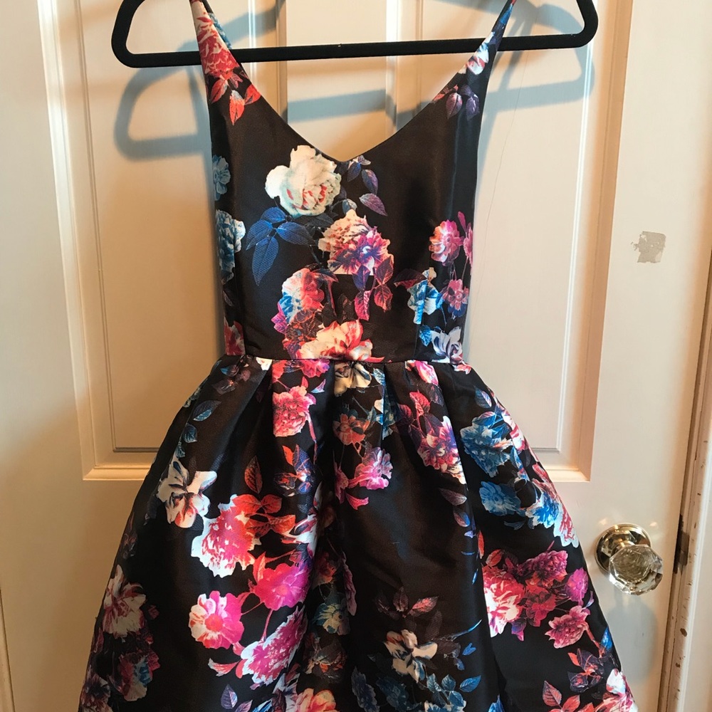New floral A-line dress, spaghetti strap, Size S